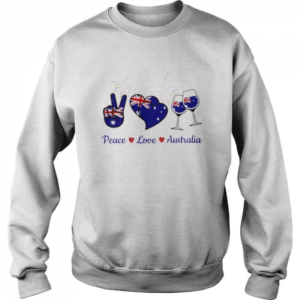 Wine Peace Love Australia Funny Travel Retro Streetwear Gift Sweatshirt